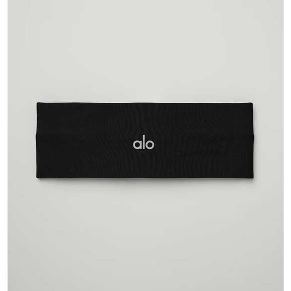 ALO Airlift Black Logo Headband, New - Picture 2 of 5
